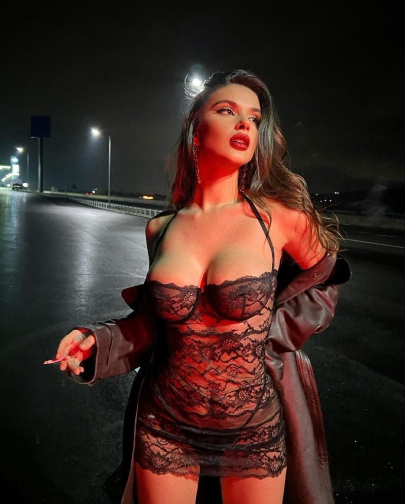 black lace lingerie babe night highway  

