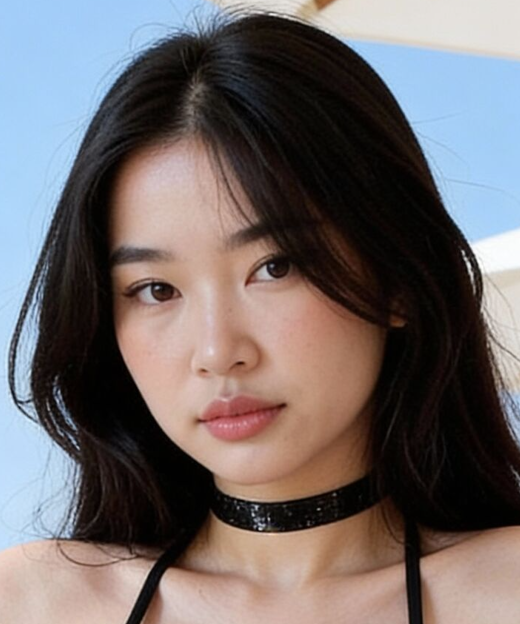 Stunning Asian Babe Sizzles in Tiny Black Bikini Poolside